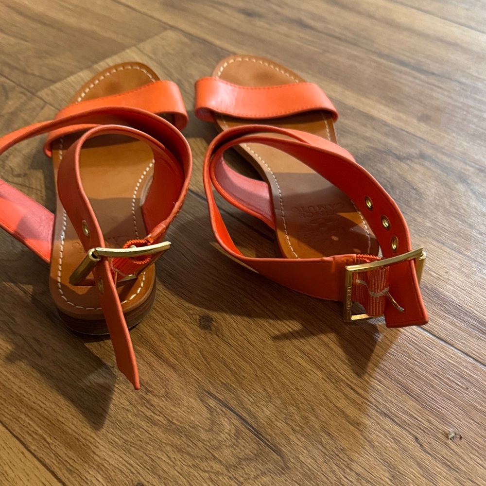 Vince Camuto Orange Leather Crisscross Ankle Strap Sandals - Picture 2 of 4